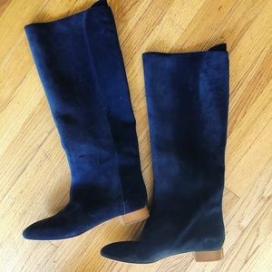 CHLOÉ navy suede knee-high boots